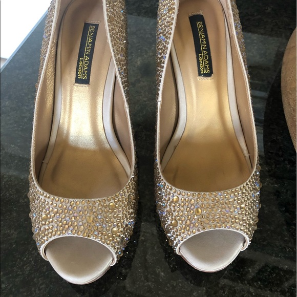 Benjamin Adams Crystal Rhinestone Heel Peep Toe 7 - Picture 7 of 15